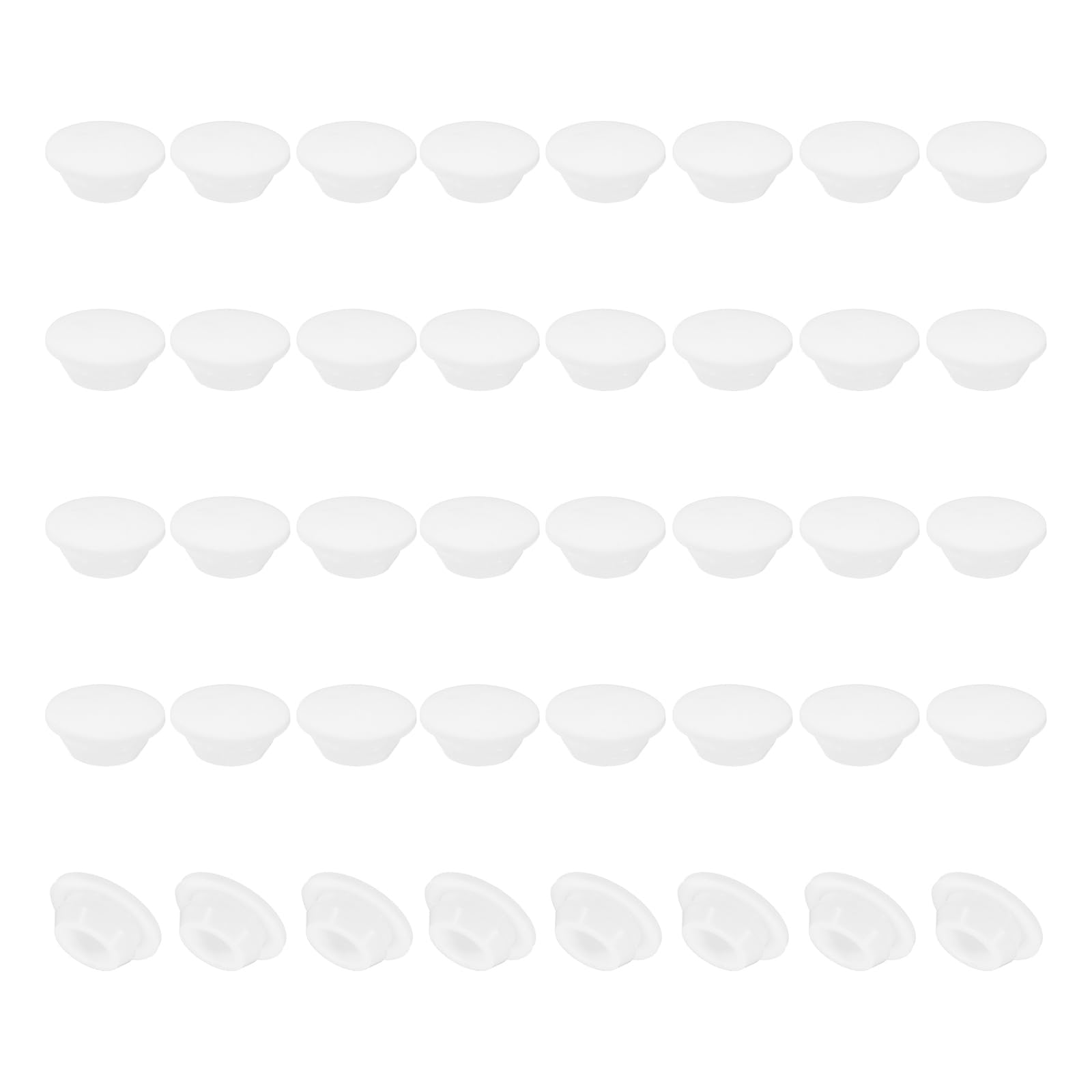 PATIKIL 10mm Diameter Silicone Hole Plug, 40 Pcs Round Snap in Type Locking Furniture Button Protective Cover Cap Head Fit for 10-10.5mm Hole for Seal Bulkhead Cylinder Hole, White