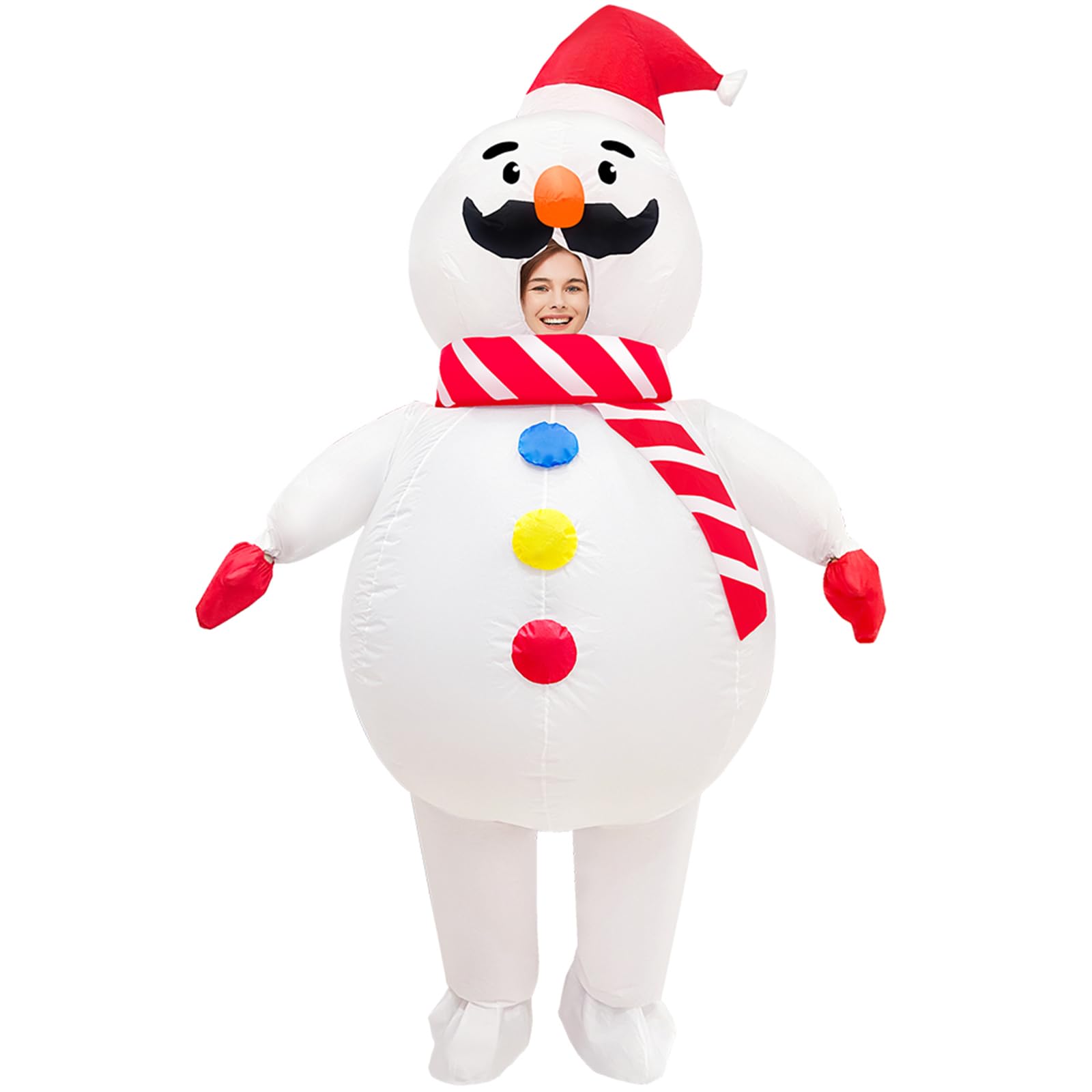 Photo 1 of Arokibui Inflatable Snowman Costume Funny Blow up Christmas Costume Cosplay Party Halloween Christmas Suit Festival Parade Carnival Suit