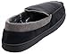 MIXIN Men's Casual Pile Lined Indoor Outdoor Rubber Sole Micro Suede Moccasin Flats Slippers Black and Grey Size 9.5-10.5