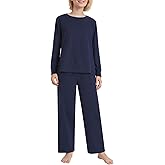 Latuza Women's Petite Pajama Set Soft Cotton Long Sleeve Lounge Outfit