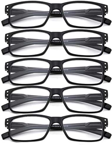 Eyekepper 5-Pack Spring Hinge Reading Glasses Vintage Readers Men Women, Black-5pcs All Clear Lens, 2.25 Diopters - Image 3