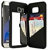 Galaxy S7 Edge Case, Bastex Black Hidden Back Mirror Wallet Case with Stand Feature and Card Holder for Samsung Galaxy S7 Edge G935