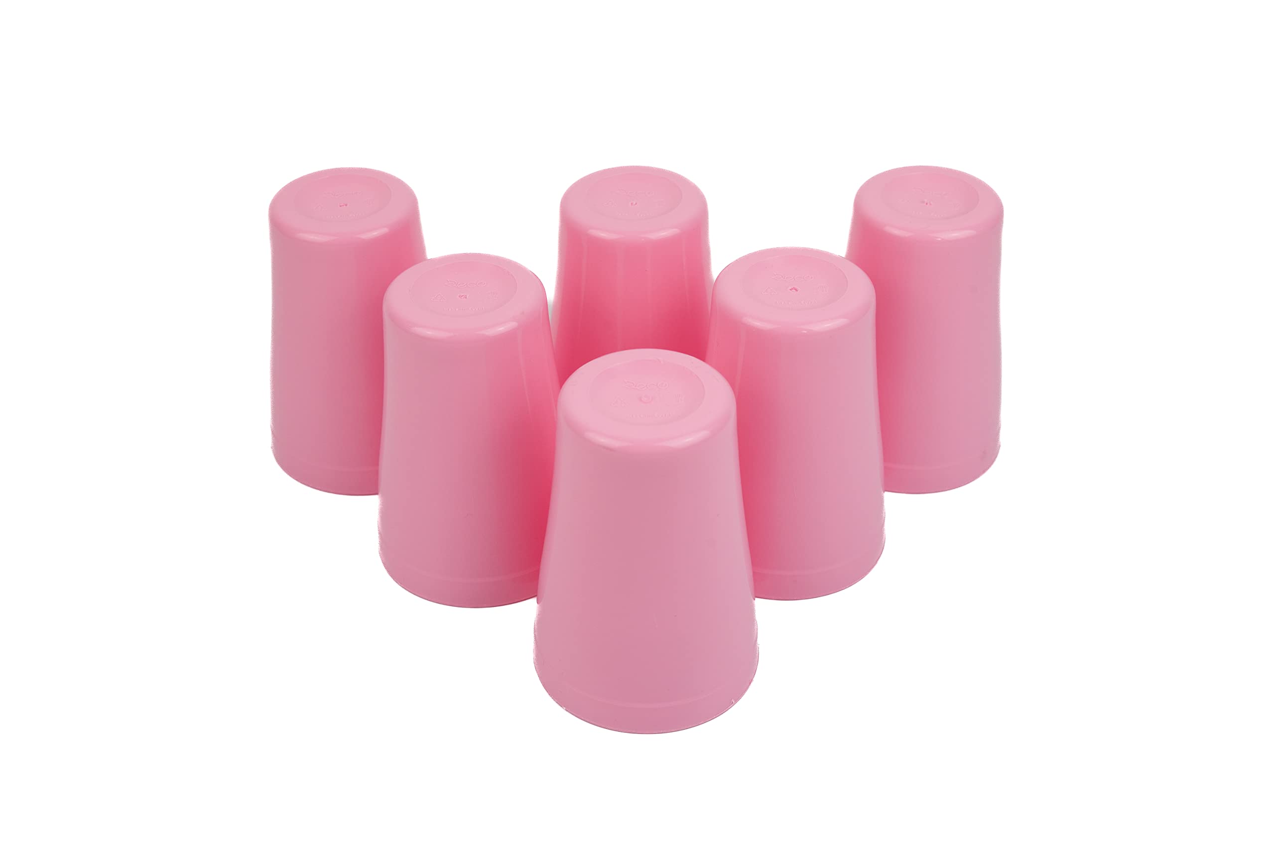 Buzztrove Unbreakable Reusable Plastic Cups Durable Plastic Drinking Cups Tumblers Set for Kitchen Outdoor Parties Picnics BBQ’s Travel Dishwasher & Microwave Safe (Set of 6) (300ml, Pink)