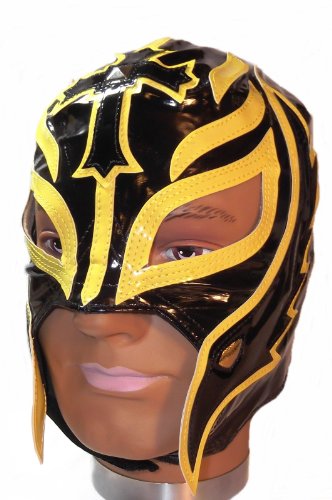 WWE Official Rey Mysterio Youth Size Black and Yellow Wrestling Mask Licensed by First_Look