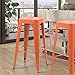 Furmax 30 Inches Metal Bar Stools - High Backless Indoor Outdoor Stackable Kitchen Bar Height Set of 4 (Orange)