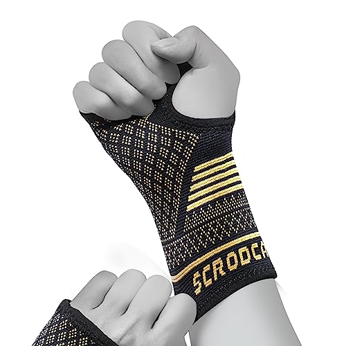 Scrodcat Wrist Compression Sleeves (1 Pcs) Copper Wrist Brace for Carpal Tunnel and Pain Relief Treatment,Wrist Support for Women and Men. Breathable and Sweat-Absorbing carpal tunnel wrist brace,M
