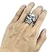 Elfasio Men's Huge Silver Skull Blue Eye Cigar CZ Stainless Steel Biker Ring(Size 14)