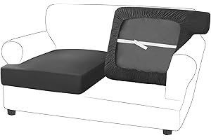 molasofa T-Cushion Sofa Seat Slipcovers Set, Couch Furniture Protector for Sectional, Armchair, Loveseat - Pets - Stretch Spandex Fabric (2 Cushion Loveseat,Dark Gray)