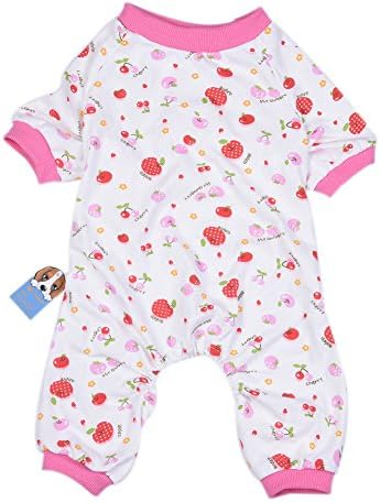Pet Dog Clothes Pajamas Coat Cotton Jumpsuit Pink Apparel Cozy Clothes S