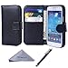 Wisdompro S4 Mini Case, Premium PU Leather 2-in-1 Protective Folio Flip Wallet Case with Credit Card Holder Slots for Samsung Galaxy S4 Mini(NOT S4 FIT) -Black Without Lanyard