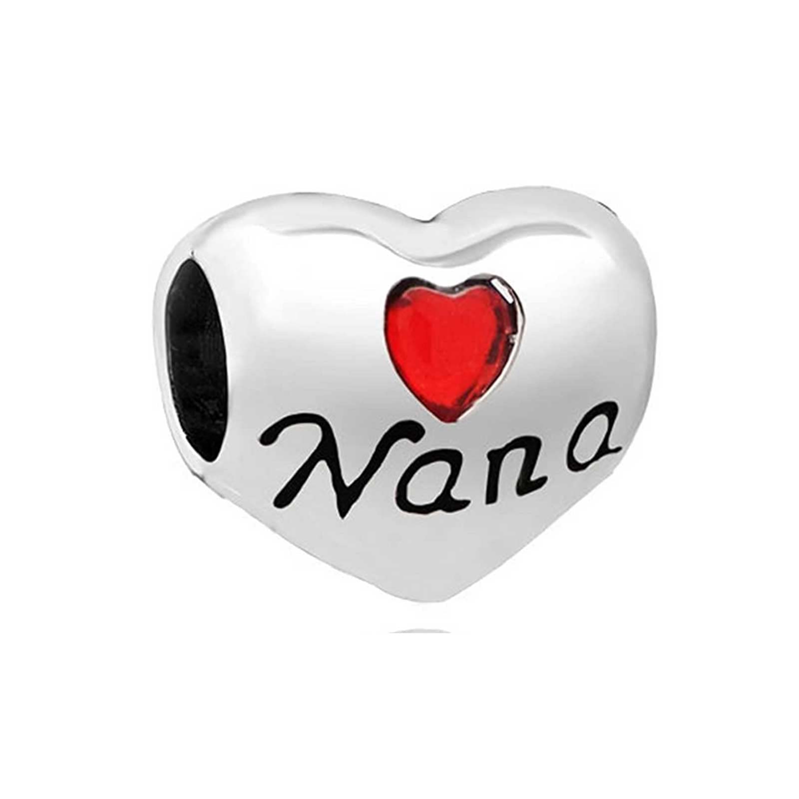 KunBead Jewelry Nana You are Special Love Heart Crystal Birthday Bead Charms Compatible with Pandora Bracelets for Women Girls