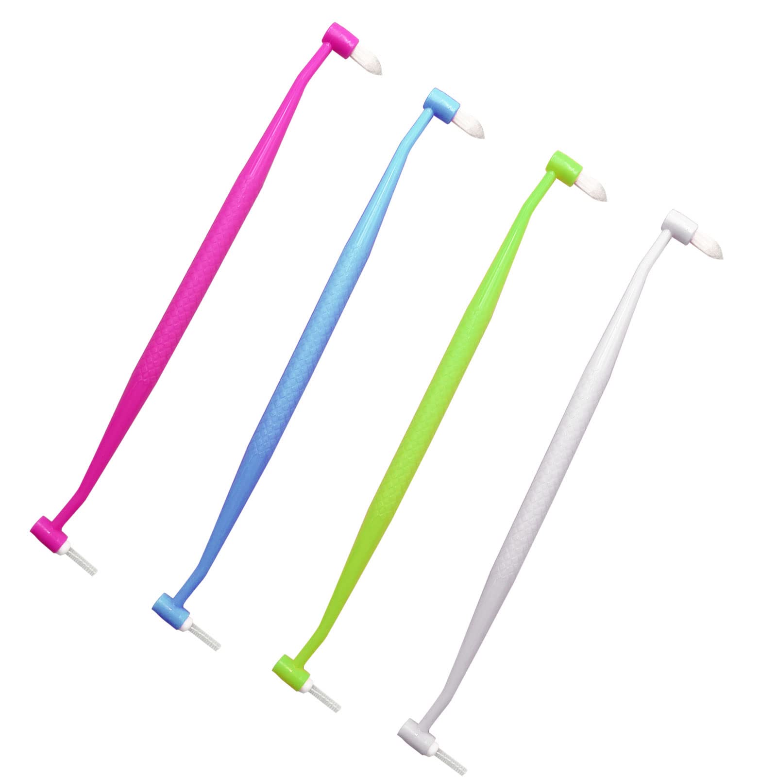 HRASY 4 Pieces Orthodontic Toothbrush Double-Ended Interspace Brush Tiny Small Soft Trim Head for Braces and Teeth Detail Cleaning(4 Colors B2)