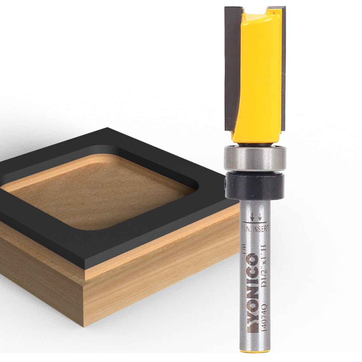 Yonico Router Bits Pattern Bit Flush Trim 1/2-Inch X 1-Inch Top Bearing 1/4-Inch Shank 14074q