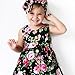 GRNSHTS Baby Girls Flower Print Buttons Ruffles Dress with Headband (Black, 6-12 Months)