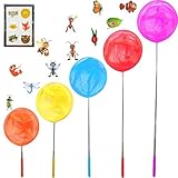 Yolafe Insect Nets, Telescopic Bug Nets for Kids to Catch Butterfly, Fish, Bumblebee, beetle, ladybird, caterpillar (5 Pieces, 5 Colors)