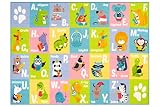 Kev & Cooper Playtime Collection ABC Alphabet Animal Educational Area Rug - 5'0" x 6'6"