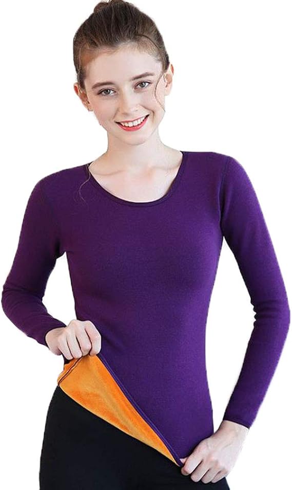 Amazon えみり インナーシャツ あったか アンダーシャツ 防寒 肌着 クルーネック 保温インナー レディース 裏起毛 発熱 長袖シャツ 秋冬 5色 インナーシャツ 通販