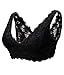 YIANNA Women's Underwear Halter Elasticity Full Lace Bralette Crop Paded Bra Top Soft Cup, YA7120-Black-M