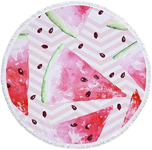 lixiaochao Round Beach Towel Summer Watermelon Printing Beach Towel Round Outdoor Sport Yoga Blanket Beach Garden Picnic Blanket 150X150Cm