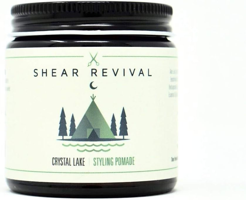 Shear Revival Crystal Lake Pomade, Medium Hold Water-Based Hair Styling for Men, Natural Shine