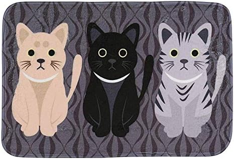 Pinacis Cat Printed Doormat, Thicken Flannel Anti-Slip Indoor Kitchen Mat, Cute Cartoon Bath Mat Carpet, Living Room Outdoor Front Door Entrance Rug Carpet, 40 * 60cm