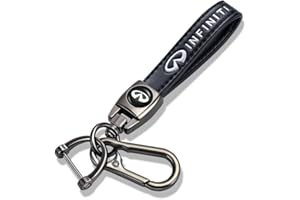 Longzheyu Genuine Leather Car Keychain for Infiniti QX50 Q50 Q70 Q70L Q60 QX30 QX60 QX80 Key Ring for Men and Woean,Car Key Chain Accessories Family Present Black