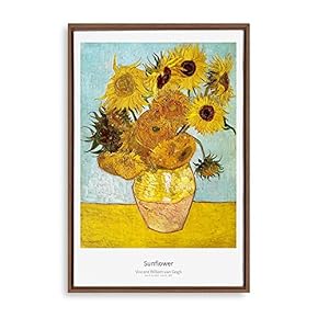 Framed Canvas Wall Art Twelve Sunflowers by Vincent Van Gogh Canvas Prints Home Artwork Decoration for Living Room,Bedroom - 16x24 inches
