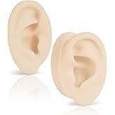 2 Pcs Soft Silicone Ear Model, Left and Right Flexible Fake Ear for Earrings Display, Realistic Ear Model for Piercing Practice, Acupuncture Teaching Tool (Light Skin Tone)