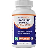 Vitamatic Bacillus Subtilis 10 Billion per DR Capsule - 60 Count - Digestive, Gut &amp; Immune Health Support - Made with Prebiotic Inulin Fiber