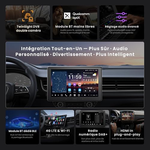 [9 Inch QLED] ATOTOZONE Dab Car Radio Android 2 Din, Wireless Carplay & Android Auto, 7.1.2 CH Audio, 8G+128G, 4G LTE, HDMI Input, AI Agent & AI Vision, Remote LiveView & Remote Alarm Clock, X10DG209E
