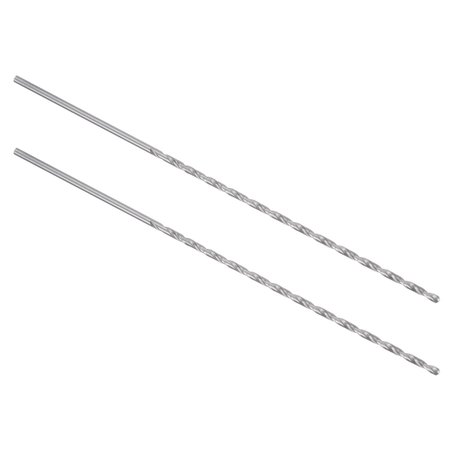 Kozelo 2PCS Twist Drill Bit - [3.2mm] High-Speed Steel Cobalt Round Shank Jobber Bit Set Silver Tone for Metal Wood Plastic Steel Use, 131mm / 5.16" Blade Length