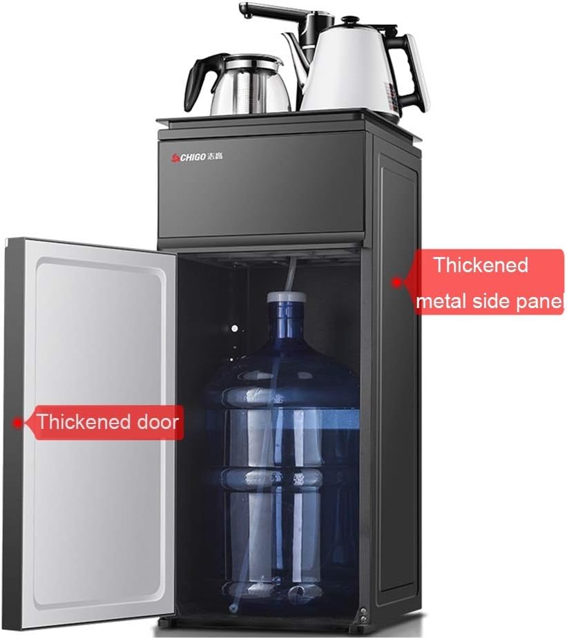 Hot And Cold Water Dispenser Bottom Loading, Hot Water Dispenser And Water Coolers For Home, 2 Water Jug Rotate Faucet And Large Storage Cabinet (Color : Black, Size : Hot and cold water)