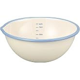 富士ホーロー Fuji Enamel BM-15B W Single Mouth Bowl, 5.9 inches (15 cm), 0.5 L., Hollow Graduation, White