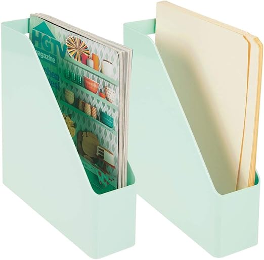 mDesign Plastic File Folder Bin Storage Organizer