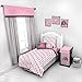 Bacati - Elephant Pink, Fuchsia, Grey 100% Cotton Girls Universal Baby Crib or Toddler Bed Fitted Sheet