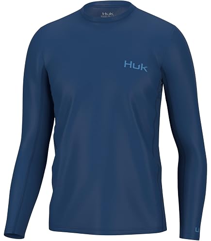 Chemise De Pêche Homme HUK Performance XL, Manches Longues Bleue, UPF 50+
