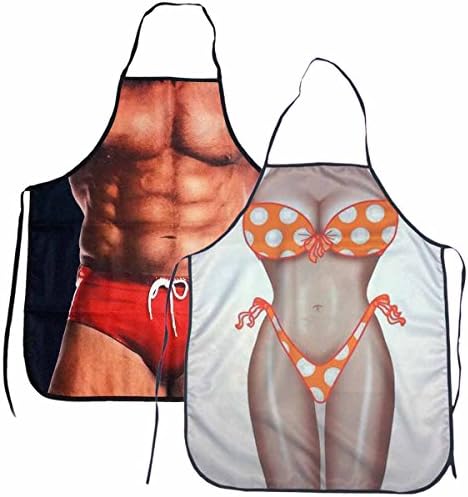 Adorrable Funny Aprons Briefs And Bikinis Cooking 2-pack 23x28 Inches Patterned Comic Kitchen Aprons