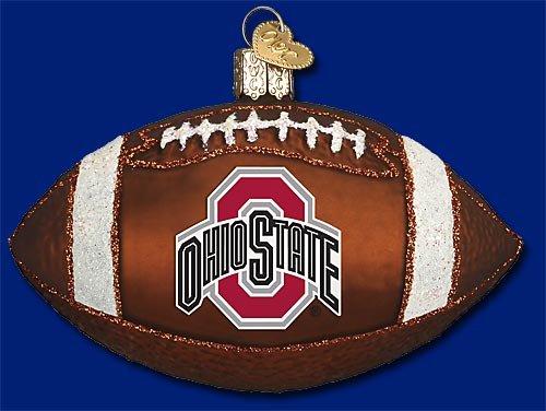 Ohio State University Football Glass Blown Christmas Ornament