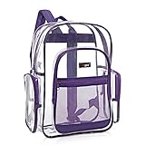 MGgear Clear Transparent PVC School Backpack/ Outdoor Backpack with Purple Trim