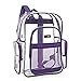 MGgear Clear Transparent PVC School Backpack/ Outdoor Backpack with Purple Trim