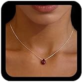 Jugielu Vintage Red Teardrop Pendent Necklace Resin Waterdrop Necklace Red Gemstone Choker Necklace Minimalist Drop Gemstone Necklace Ruby Teardrop Necklace Jewelry for Women