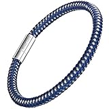 murtoo Mens Bracelet Stainless Steel - Braided Leather Bracelet for Men with Magnetic Clasp 8.27