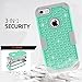 iPhone 7 Case, LONTECT Hybrid Heavy Duty Shockproof Diamond Studded Bling Rhinestone Case Dual Layer [Hard PC+ Soft Silicone] Impact Protection for Apple iPhone 7 - Teal/Grey