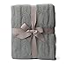 Battilo Grey Knitted Throw Blanket for Couch, Soft, Cozy Machine Washable Sofa Cable Knit Blankets, 50x60 Inch