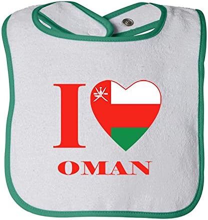 I Love Oman Tot Contrast Trim Terry Bib Fornate