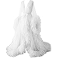 Kelaixiang Tulle Robe Long Lingerie Bridal Dressing Gown Puffy Nightgown Photoshoot