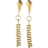 Aloha Earrings Non Pierced Clip On Gold Tone Mama Dangling Earrings