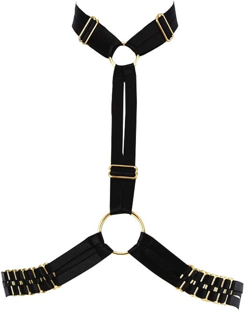 HANAERNES Women Body Harness Bralette Hollow Out Adjustable Black Bind The Bra: Clothing