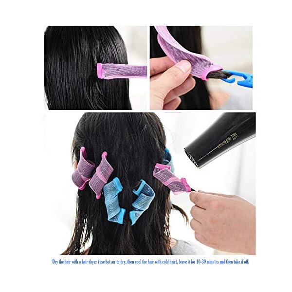 18 Pieces Hair Curlers Spiral Curls No Heat Wave Hair Curlers Styling Kit with 2 Pieces Styling Hooks for Most Kinds of…
