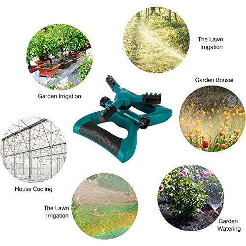 Garden Sprinkler, 360° Rotating Adjustable Lawn Sprinkler Irrigation System With Leak Free Design, Easy Hose Connection Garden Irrigation for Lawn, Courtyard, Garden - Thumbnail 3